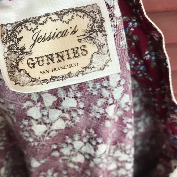 💖Beautiful💖Jessica's Gunnies Gunne Sax Burgundy Calico Lace Prairie Skirt🌟 - Picture 15 of 15